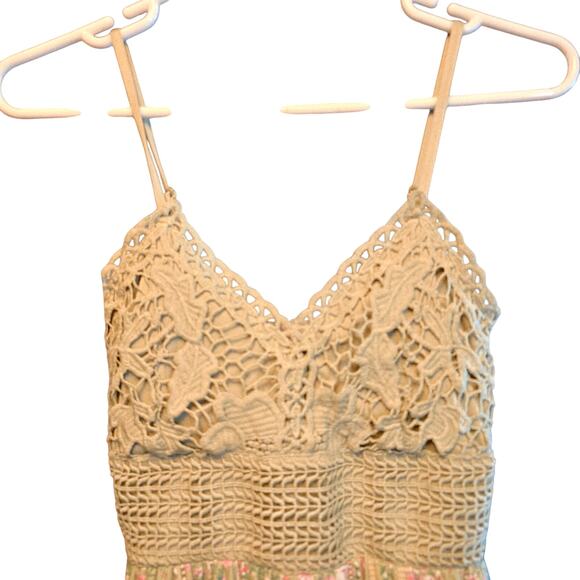 Derek Heart y2k crochet floral panel maxi dress cottagecore size M - Picture 3 of 6